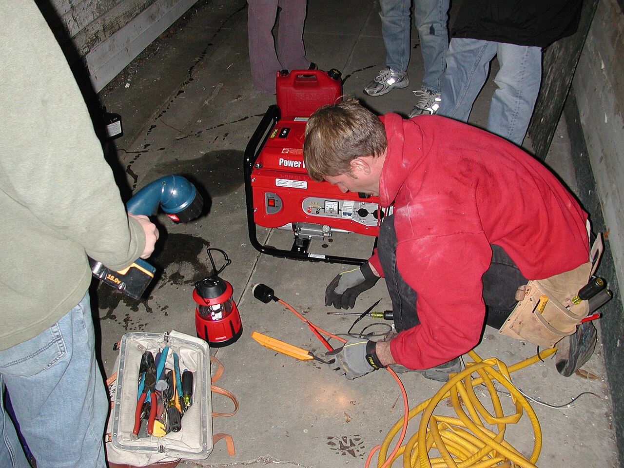 Electrician working on wiring