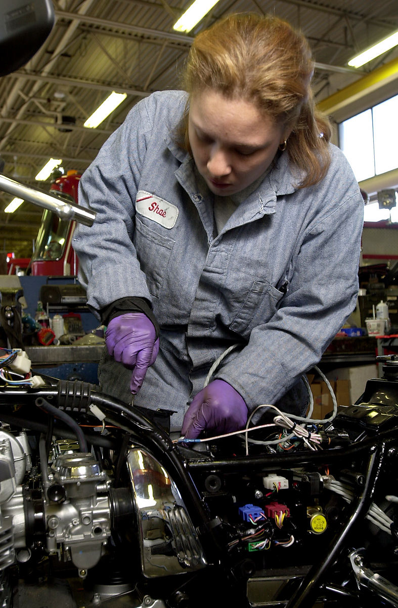 Mechanic repairing a motorcycle